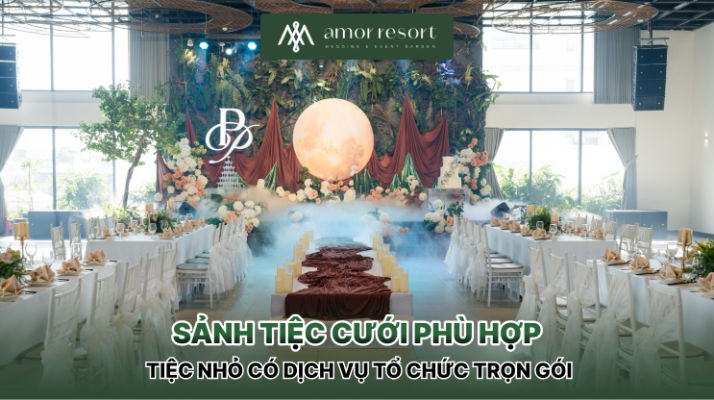 Sảnh tiệc cưới phù hợp tiệc nhỏ có dịch vụ tổ chức trọn gói